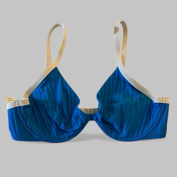 Aerie Blue and White Unlined Underwire Swimsuit Top - Picture 1 of 6
